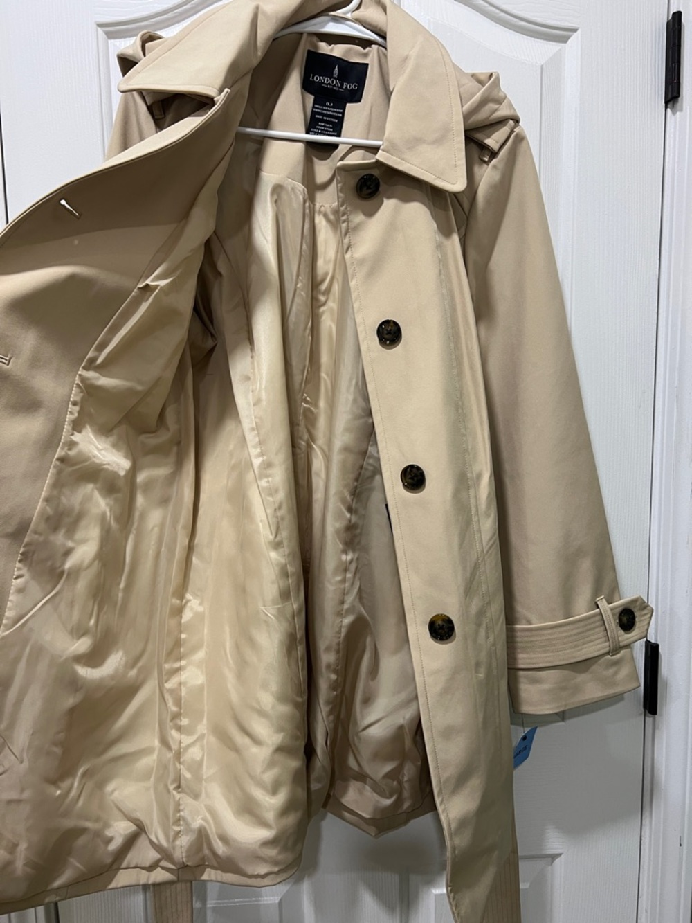 London Fog Tan Trench Coat with Belt - Picture 4 of 5